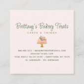 Bakkerij Blush Roze Cake Gold Glitter Drift Desser Vierkante Visitekaartje (Achterkant)