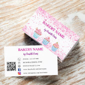 Bakkerij blush roze cupcakes gebak QR code Visitekaartje