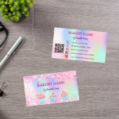 Bakkerij blush roze paarse cupcakes gebak QR code Visitekaartje