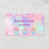 Bakkerij blush roze paarse cupcakes gebak QR code Visitekaartje (Voorkant)