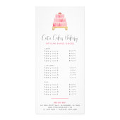 Bakkerij Blush Roze Waterverf Cake Dessert Menu (Voorkant)