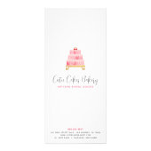 Bakkerij Blush Roze Waterverf Cake Dessert Menu (Achterkant)