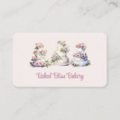 Bakkerij Blush Roze Waterverf Floral Cake Visitekaartje (Voorkant)