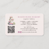 Bakkerij Blush Roze Waterverf Floral Cake Visitekaartje (Achterkant)