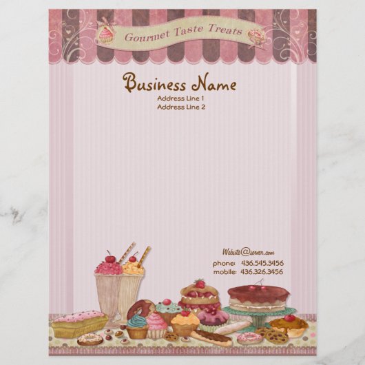 Bakkerij Boutique Cakes & Patisserie Letterhead Custom Briefhoofd (Voorkant)