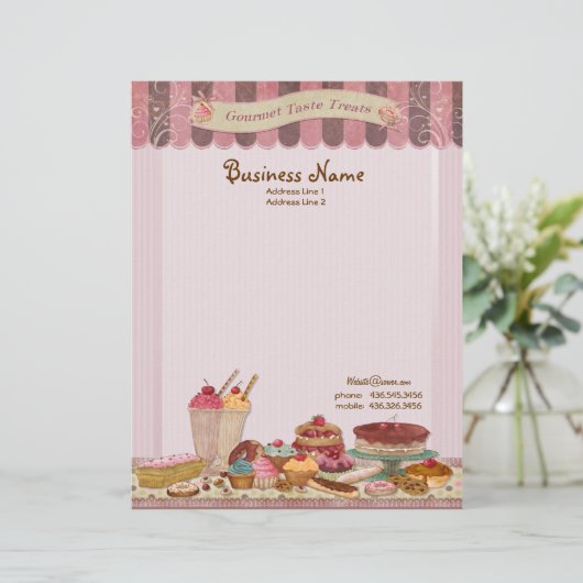 Bakkerij Boutique Cakes & Patisserie Letterhead Custom Briefhoofd (Staand voorkant)