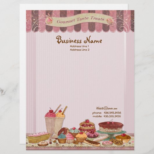 Bakkerij Boutique Cakes & Patisserie Letterhead Custom Briefhoofd (Voorkant / Achterkant)