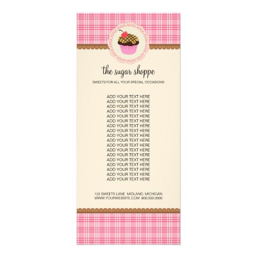 Bakkerij Boutique-productrackkaarten Reclamekaart (Voorkant)