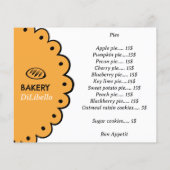 Bakkerij Brood Illustraties Menu & Prijslijst (Achterkant)