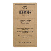 Bakkerij Brood Mix Label Bruin Kraft Papier (Voorkant)