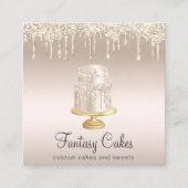 Bakkerij-bruiloft Gold Glitter Drids Vierkante Visitekaartje (Voorkant)