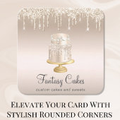 Bakkerij-bruiloft Gold Glitter Drids Vierkante Visitekaartje