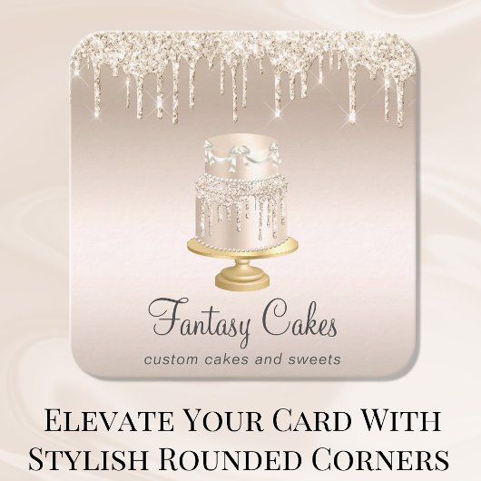 Bakkerij-bruiloft Gold Glitter Drids Vierkante Visitekaartje