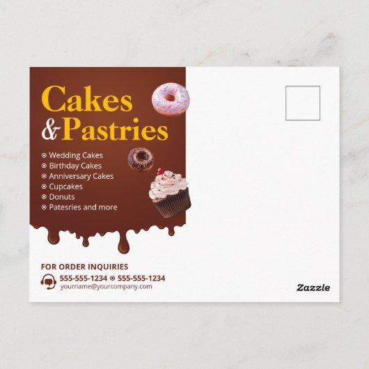Bakkerij Bruiloft Verjaardag & Jubileum Cake gebak Briefkaart (Achterkant)