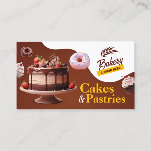 Bakkerij Bruiloft Verjaardag & Jubileum Cake gebak Visitekaartje (Voorkant)