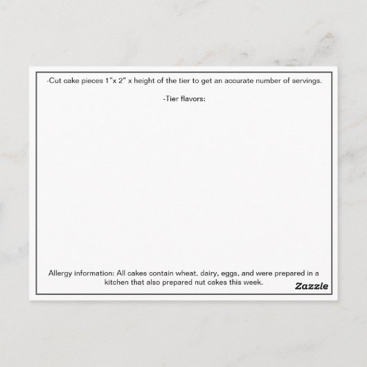 Bakkerij Business Cake Delivery Kaart voor Event S (Achterkant)