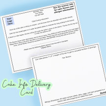 Bakkerij Business Cake Delivery Kaart voor Event S