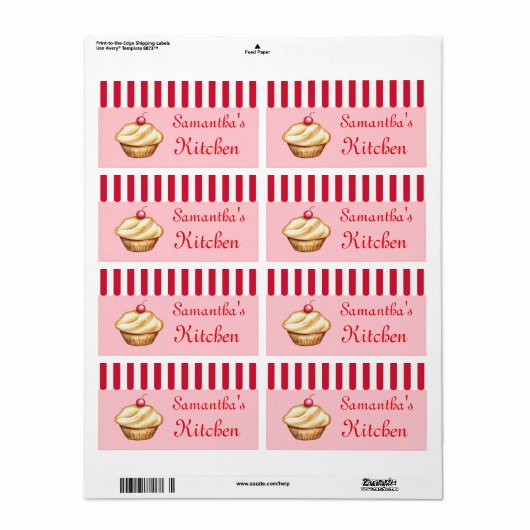 Bakkerij Business Custom Keuken Cupcake Gift Label (Full Sheet)