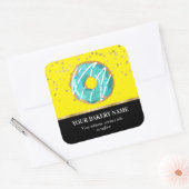 Bakkerij Business Donut Blue Yellow Confetti Vierkante Sticker (Envelop)