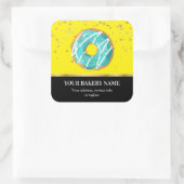 Bakkerij Business Donut Blue Yellow Confetti Vierkante Sticker (Tas)