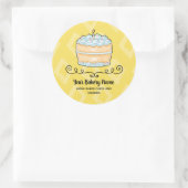 Bakkerij Business Gele Cake Dessert Verpakking Ronde Sticker (Tas)