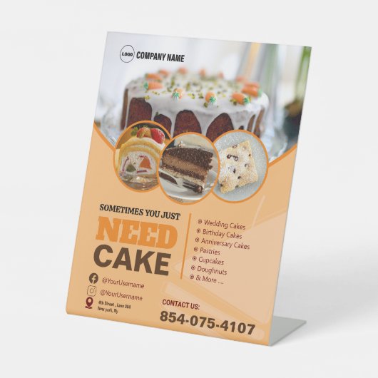 Bakkerij Business Pedestal Sign Reclamebord Met Voetstuk (Voorkant)