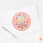 Bakkerij Business Roze Taart Dessert Verpakking Ronde Sticker (Envelop)