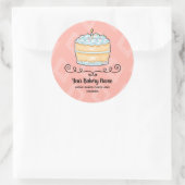 Bakkerij Business Roze Taart Dessert Verpakking Ronde Sticker (Tas)