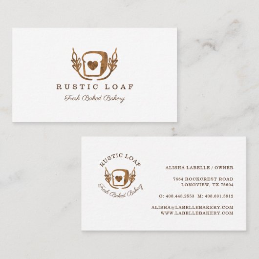 Bakkerij Business Rustieke houtnerf brood Visitekaartje (Voorkant / Achterkant)