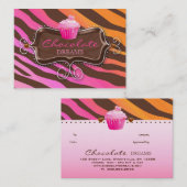 Bakkerij-cadeaubonaat Chocolade Cupcake Roze Org Kortingskaartje (Voorkant / Achterkant)
