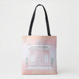 Bakkerij Cafe Illustratie | Pink Glitter Canvas ta Tote Bag
