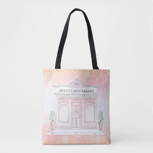 Bakkerij Cafe Illustratie | Pink Glitter Canvas ta Tote Bag (Voorkant)