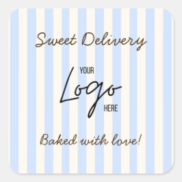 Bakkerij Café Logo Gebakken Met Liefde Vierkante Sticker