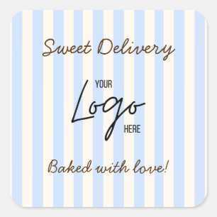 Bakkerij Café Logo Gebakken Met Liefde Vierkante Sticker