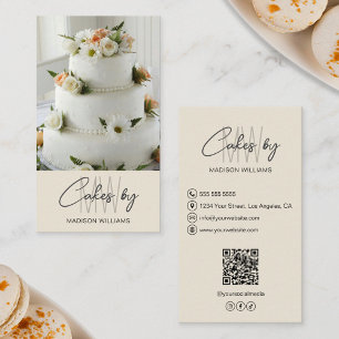 Bakkerij Cake Aangepast Monogram Logo Crème Visitekaartje