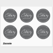 Bakkerij Cake Aangepast Monogram Logo Grijs Ronde Sticker (Vel)