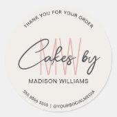 Bakkerij Cake Aangepaste Monogram Logo Ronde Sticker (Voorkant)