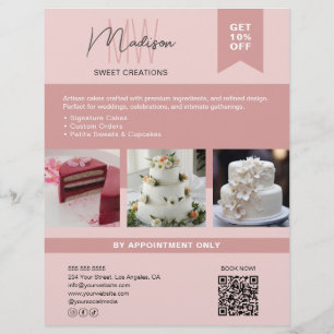 Bakkerij Cake Maatwerk Monogram Logo Roze Flyer