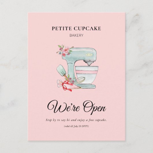 Bakkerij Cake mixer We zijn open promotioneel Briefkaart (Voorkant)