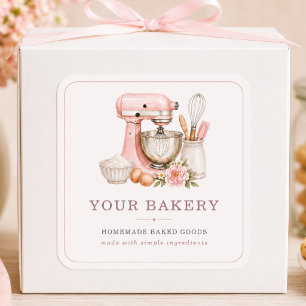 Bakkerij Cake Mixer Zakelijk Productlabel Vierkante Sticker