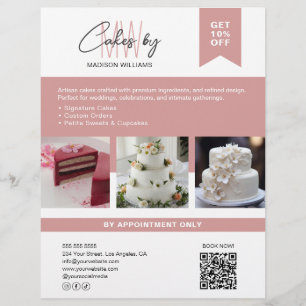 Bakkerij Cake Op Maat Gemaakt Logo Bedrijf Wit Flyer