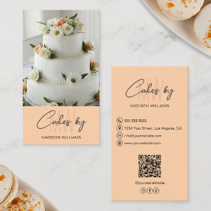 Bakkerij Cake Op Maat Logo Monogram Perzik Visitekaartje
