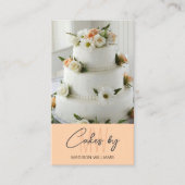 Bakkerij Cake Op Maat Logo Monogram Perzik Visitekaartje (Voorkant)