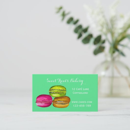 Bakkerij cake schattig macaron Franse stijl Visitekaartje (Staand voorkant)
