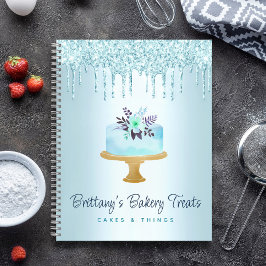 Bakkerij Cake Turquoise Gebak Glitter Druppels Des Notitieboek