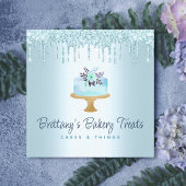 Bakkerij Cake Turquoise Pastry Glitter Drift Desse Vierkante Visitekaartje