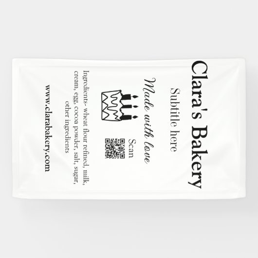 Bakkerij cake voeg ingrediënten toe gemaakt met li spandoek (Horizontaal)