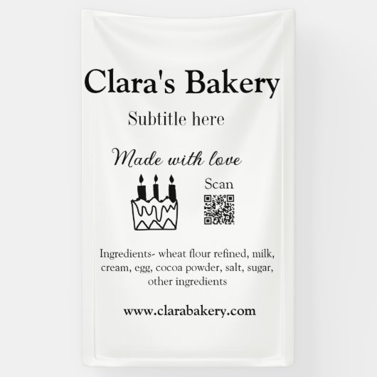 Bakkerij cake voeg ingrediënten toe gemaakt met li spandoek (Verticaal)