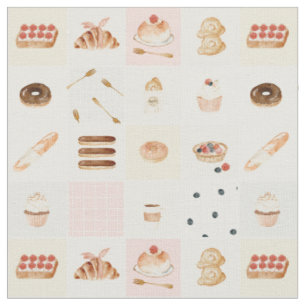 Bakkerij cakes patchwork waterverf cake taart  stof