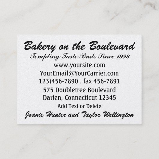 Bakkerij/catering/restaurant - SRF Visitekaartje (Achterkant)